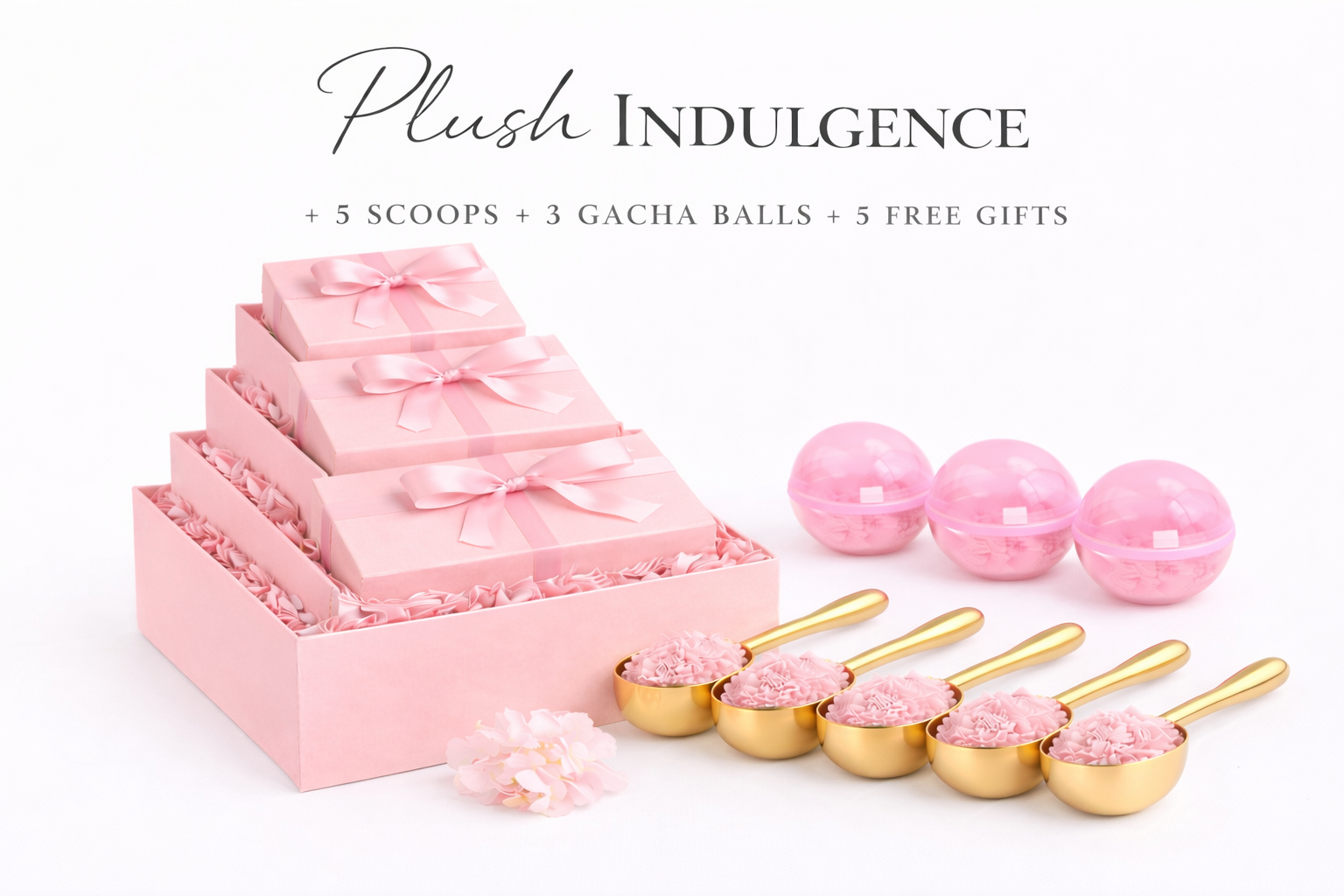 🎀 Plush Indulgence (5 Scoops + 3 Gacha + 5 Free Gifts)